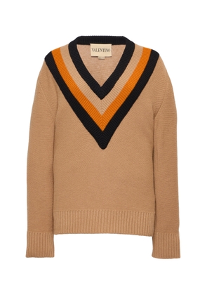 Valentino Garavani Chevron-Detailed virgin Wool Sweater  - Moda Operandi