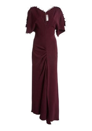 Victoria Beckham - Rouleaux-Detailed Crepe Dress - Burgundy - UK 8 - Moda Operandi