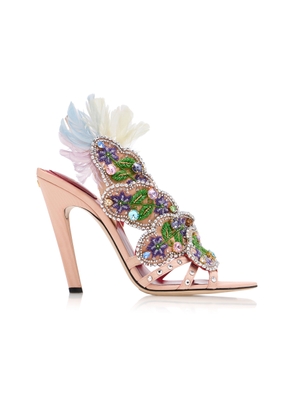 Valentino Garavani Embellished Moiré Heeled Sandals - Moda Operandi