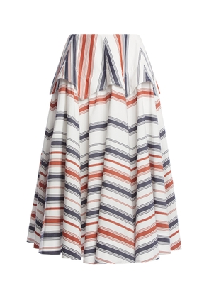 Bottega Veneta Drop-Waist Cotton-Linen Midi Skirt - Moda Operandi