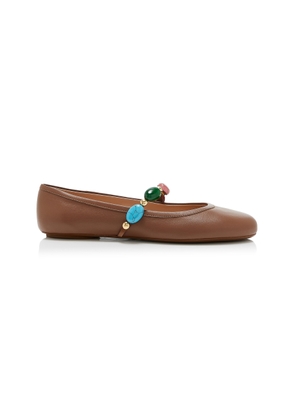 Gianvito Rossi Shanti Leather Mary Jane Flats - Moda Operandi