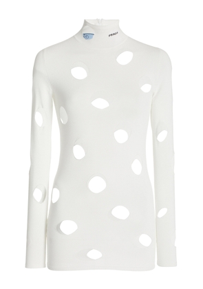 Prada Distressed Jersey Turtleneck Top - Moda Operandi