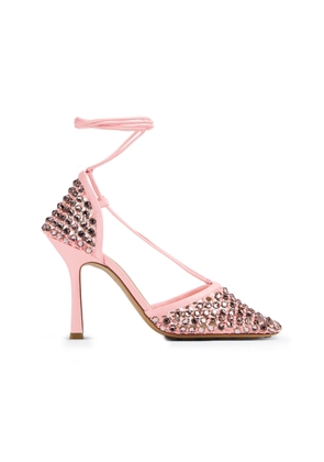 Bottega Veneta Stretch Lace-Up Crystal Sandals - Moda Operandi