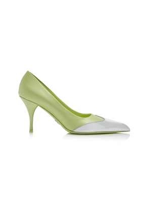 Prada Leather-Tipped Satin Pumps - Moda Operandi