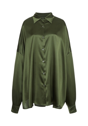 Dries Van Noten Casia Cocoon Stretch Silk-Satin Shirt - Moda Operandi