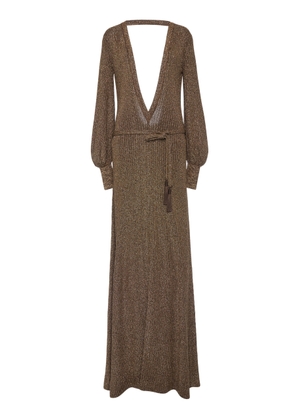 Tom Ford - Open-Back Ribbed Lurex Gown - Brown - S - Moda Operandi