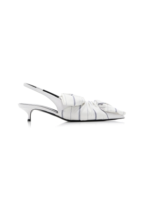 Balenciaga Chemise Tie-Detailed Leather Slingback Pumps - Moda Operandi