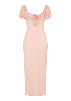 De La Vali Eden Ruffled Satin Maxi Dress - Moda Operandi