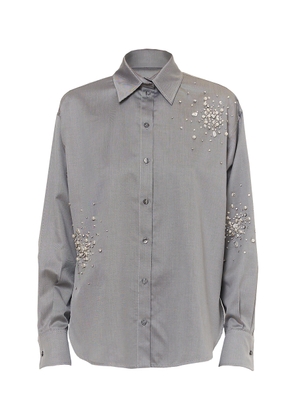 DES_PHEMMES Hand Embroidered Asymmetric Cotton Shirt - Moda Operandi