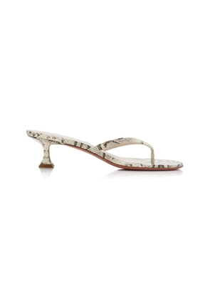 Amina Muaddi Juliette Snake-Effect Leather Sandals - Moda Operandi