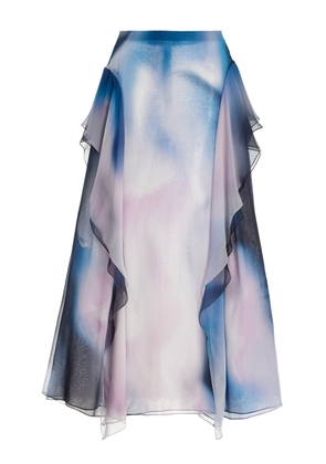 Del Core Winged Ruffle-Detailed Silk Midi Skirt - Moda Operandi