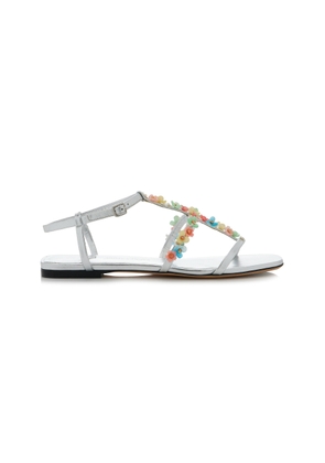 Jimmy Choo Gwyn Embroidered Metallic Leather Sandals - Moda Operandi