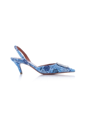 Amina Muaddi Camelia Tweed Slingback Pumps - Moda Operandi