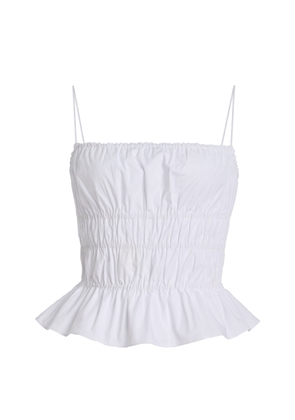 STAUD Ayla Smocked Cotton Top - Moda Operandi