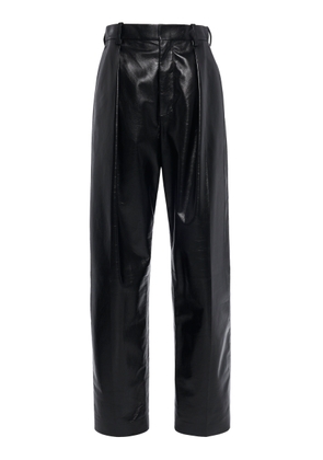 Bottega Veneta Pleated Leather Straight-Leg Pants - Moda Operandi