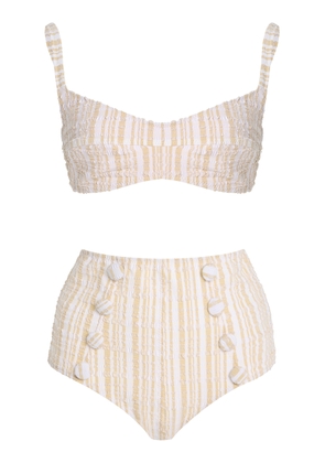 Lisa Marie Fernandez Striped Seersucker Balconette High-Waist Bikini - Moda Operandi