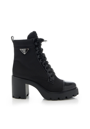 Prada Monolith Leather and Nylon Ankle Boots - Moda Operandi