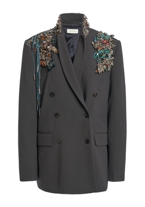 Dries Van Noten Bafya Embellished Wool Double-Breasted Jacket - Moda Operandi