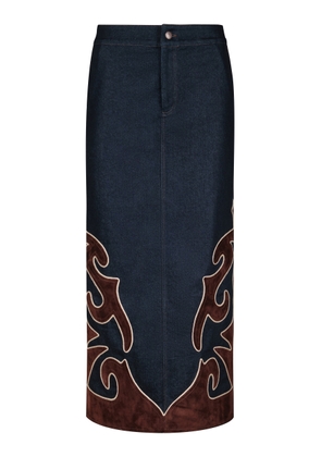 Johanna Ortiz Time On My Side Embroidered Denim Maxi Skirt - Moda Operandi
