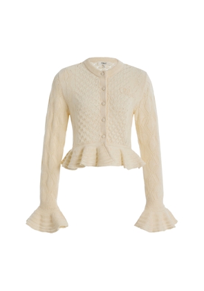 Chloé Ruffled Pointelle-Knit Silk-Alpaca Sweater - Moda Operandi