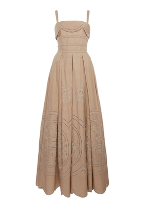 Elie Saab Embroidered Cotton-Blend Maxi Dress - Moda Operandi
