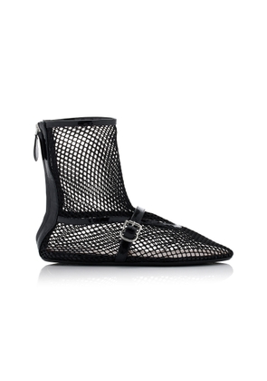 ALAÏA High Ballerinas Mesh Leather Flats - Moda Operandi