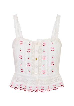 LoveShackFancy Vietta Cotton Peplum Top - Moda Operandi