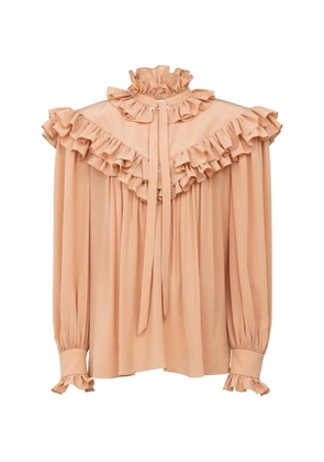 Chloé Oversized Ruffled Crepe De Chine Top - Moda Operandi