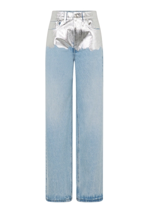 Rabanne Metallic-Detailed High-Rise Straight-Leg Jeans - Moda Operandi