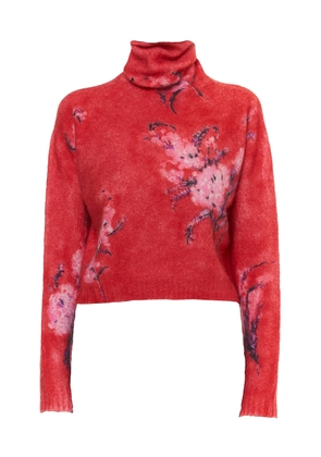 DES_PHEMMES Floral Knit Turtleneck Sweater - Moda Operandi
