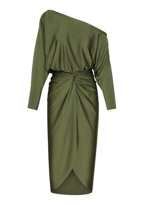 Andres Otalora - Latidos Asymmetric Draped Jersey Midi Dress - Green - M - Moda Operandi