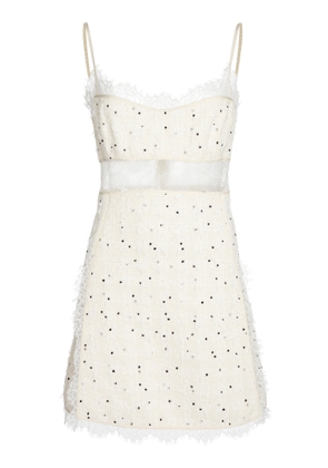 Giambattista Valli - Lace-Trimmed Wool Boucle Mini Dress - Ivory - IT 36 - Moda Operandi