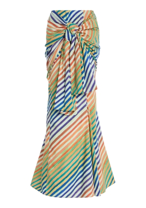 Christopher John Rogers Crayon-Striped Cotton-Poplin Sarong Skirt - Moda Operandi
