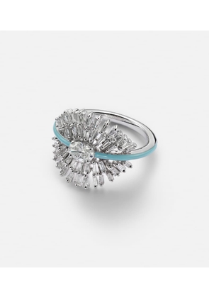 Kamyen 18kt white gold pinky ring with diamonds