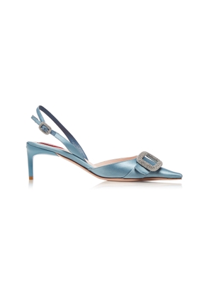 Roger Vivier Dorsay Buckle-Embellished Satin Slingback Pumps - Moda Operandi