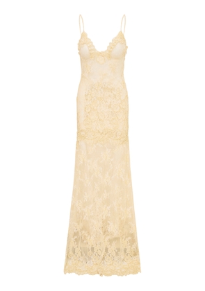 LoveShackFancy Noira Pearl-Embellished Lace Maxi Dress - Moda Operandi