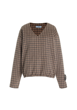 Prada Oversized Checked Cashgora Sweater - Moda Operandi