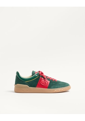 Valentino Garavani Upvillage Low Top Trainer In Split Leather And Calfskin Nappa Leather Man GREEN/RED 38
