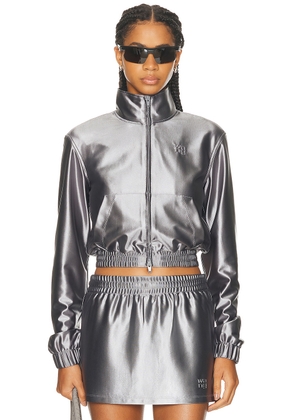 Alexander Wang Shrunken Zip-up Jacket in Alloy - Metallic Silver. Size S (also in XS).
