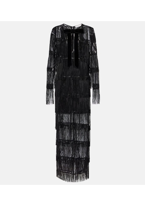 Nina Ricci Fringed sequined tulle maxi dress
