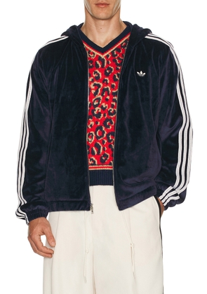 adidas by Wales Bonner Velour Track Jacket in Navy - Navy. Size L (also in M, S, XL/1X).
