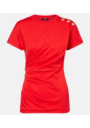 Balmain Draped cotton jersey T-shirt