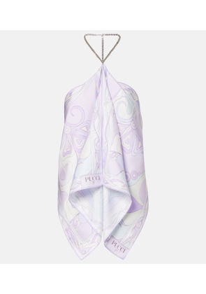 Pucci Orchidee embellished silk twill top