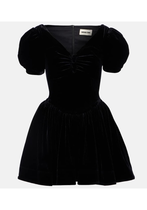 Shushu/Tong Puff-sleeve velvet minidress