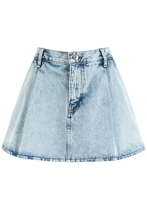 Frame Pleated Denim Mini Skirt - Blue - 27 (W27 / UK8-10 / S)