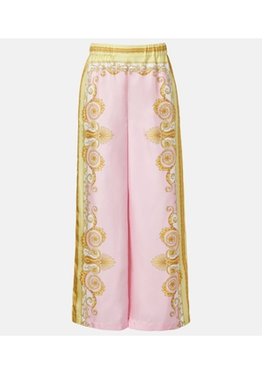 Versace Barocco Foulard silk twill wide-leg pants