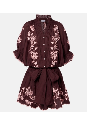 Juliet Dunn Embroidered cotton minidress