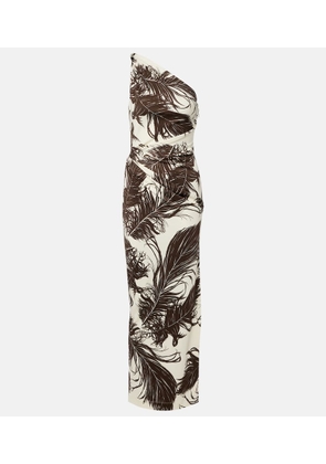 Oscar de la Renta Printed one-shoulder jersey maxi dress