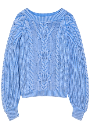 Free People Frankie Cable-knit Cotton Jumper - Blue - L (UK16-UK18 / L)