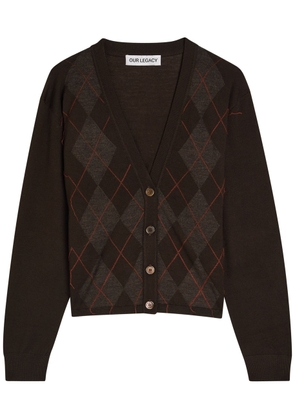 Our Legacy Ivy Argyle-jacquard Wool Cardigan - Grey - 36 (UK8 / S)